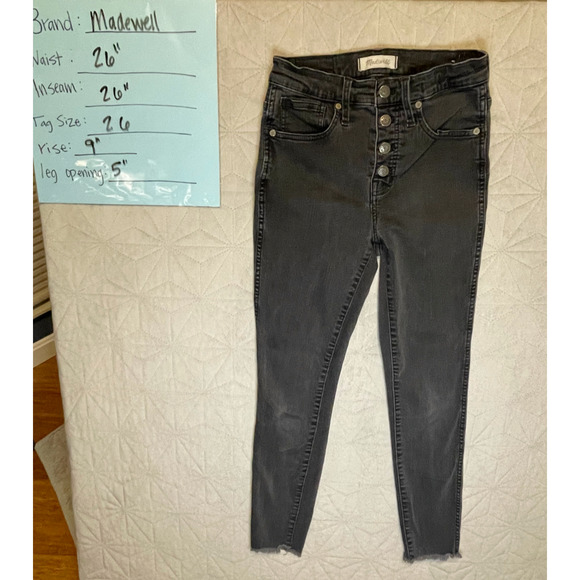 Madewell Jeans, Women's Size 26, Washed Black 10" High-Rise Skinny Button‎ Fly - Picture 6 of 6